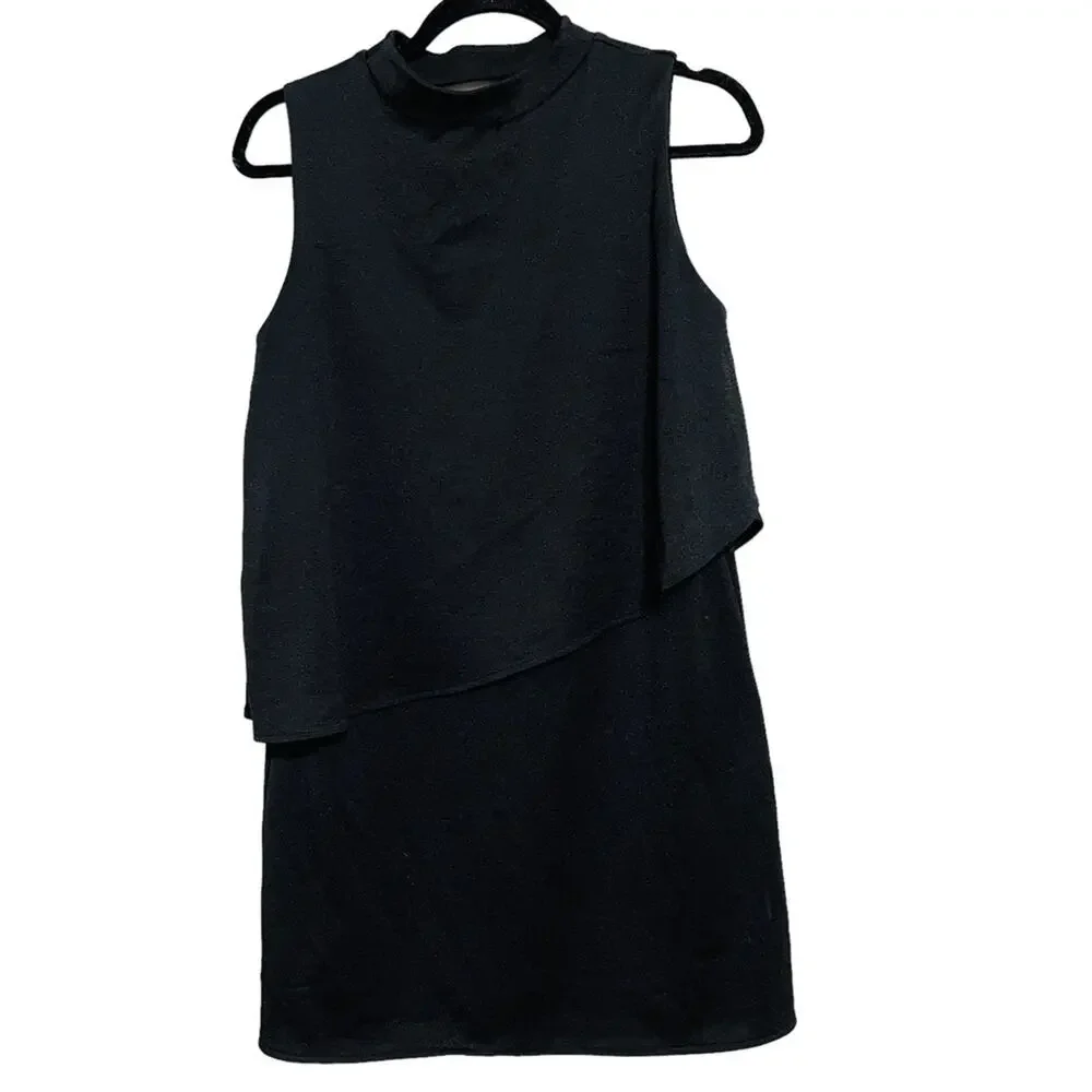 Zara Asymmetrical Black Mini Dress Size M - Picture 2 of 3